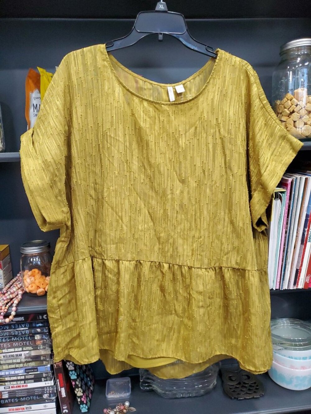 Cato Gold Sparkly Twofer Short Sleeve Blouse 22/24W